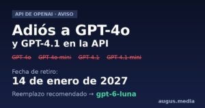 OpenAI retira GPT-4o, GPT-4o mini, GPT-4.1 y GPT-4.1 mini de la API el 14 de enero de 2027; reemplazo gpt-6-luna